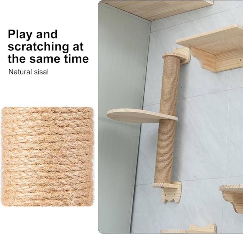 Cat Tree Vertical Sisal Scratching Post Cat Ear Brackets Wood