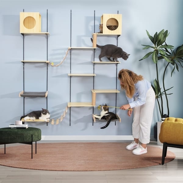Cat Tree Wall Track System Wood Modular Bridge Condo (57 chars)