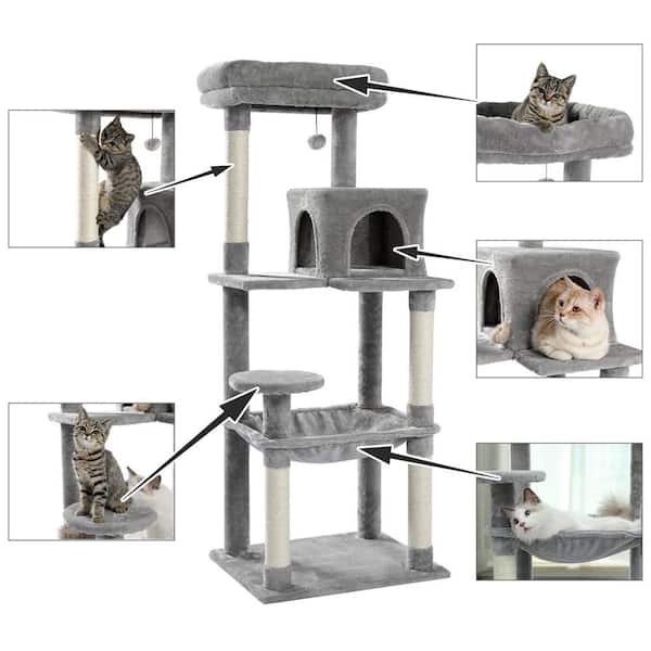 Cat Tree with Cozy Condo, Hammock, and Sisal-Wrapped Posts
