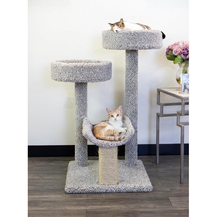 Cat Tree With Heather Grey Carpet & U-Shaped Cradle, Multi-Level