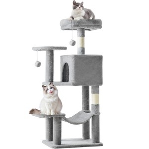 Cat Tree with Integrated Hammock, Enclosed Condo, and Top Perch