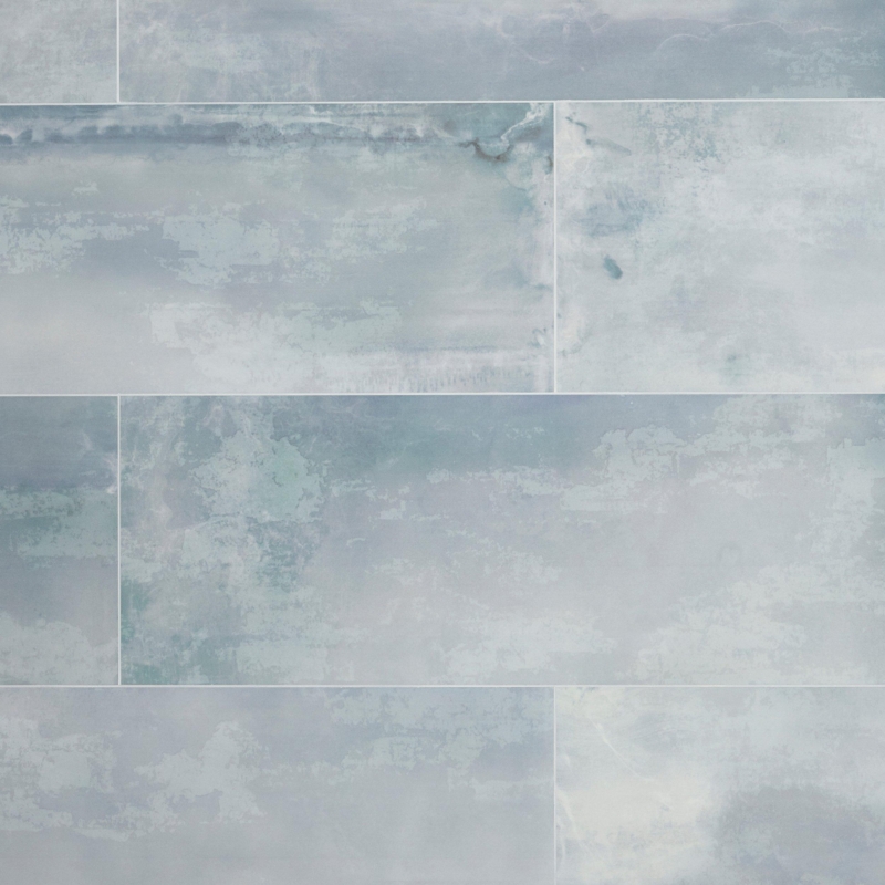 Ceramic Tile Distressed Blue Texture Watercolor Finish Matte