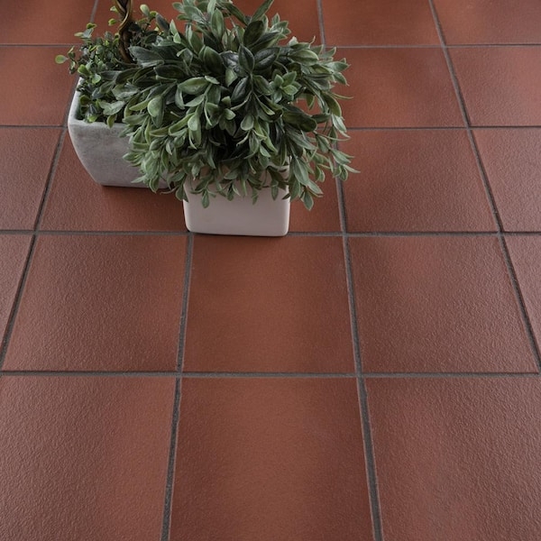 Ceramic Tile Flame Red Sandy Matte Texture Rustic Flooring