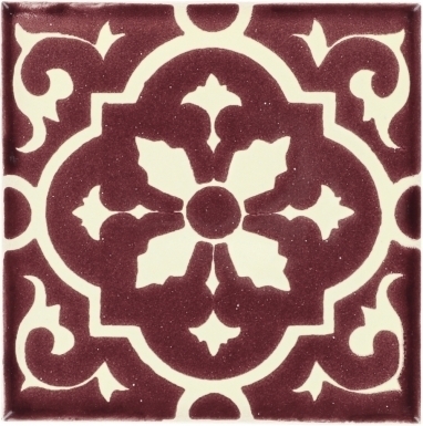 Ceramic Tile Maroon Talavera Pattern Handmade Look Artisan