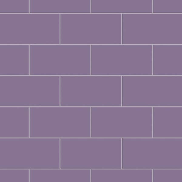 Ceramic Tile Matte Violet Subway Rectangular Offset Bond Layout