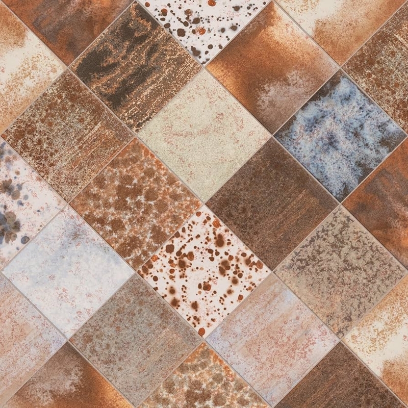Ceramic Tile Oxidized Look Speckled Pattern Distressed Rustic Matte