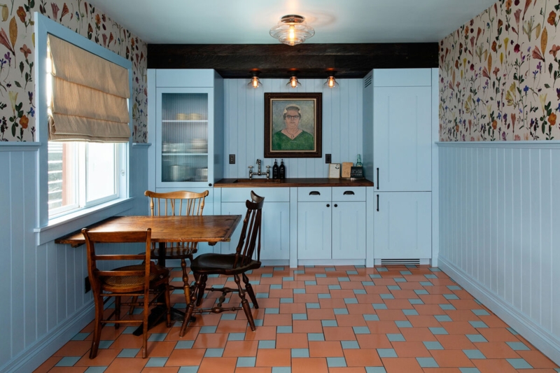 Ceramic Tile Patterned Floor Light Blue Geometric Eclectic