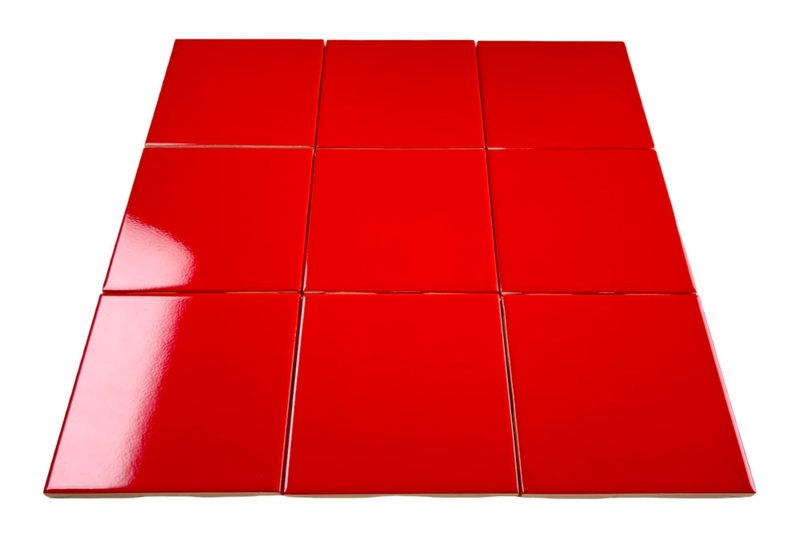 Ceramic Tile Vibrant Red High Gloss Square Kitchen Backsplash