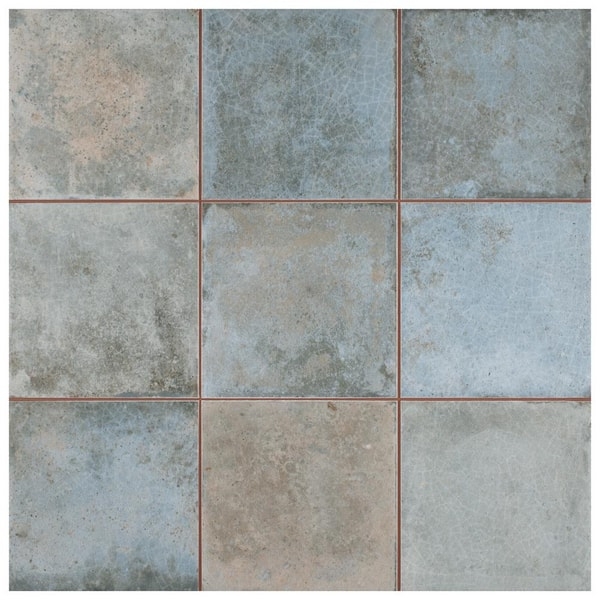 Ceramic Tile Weathered Blue Crackle Glaze Rustic Backsplash