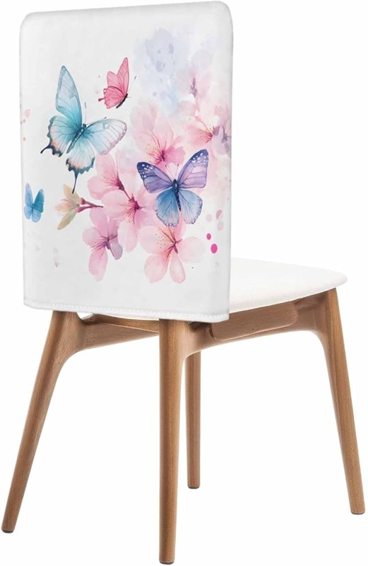 Chair Back Slipcover Watercolor Butterfly Print Whimsical Removable
