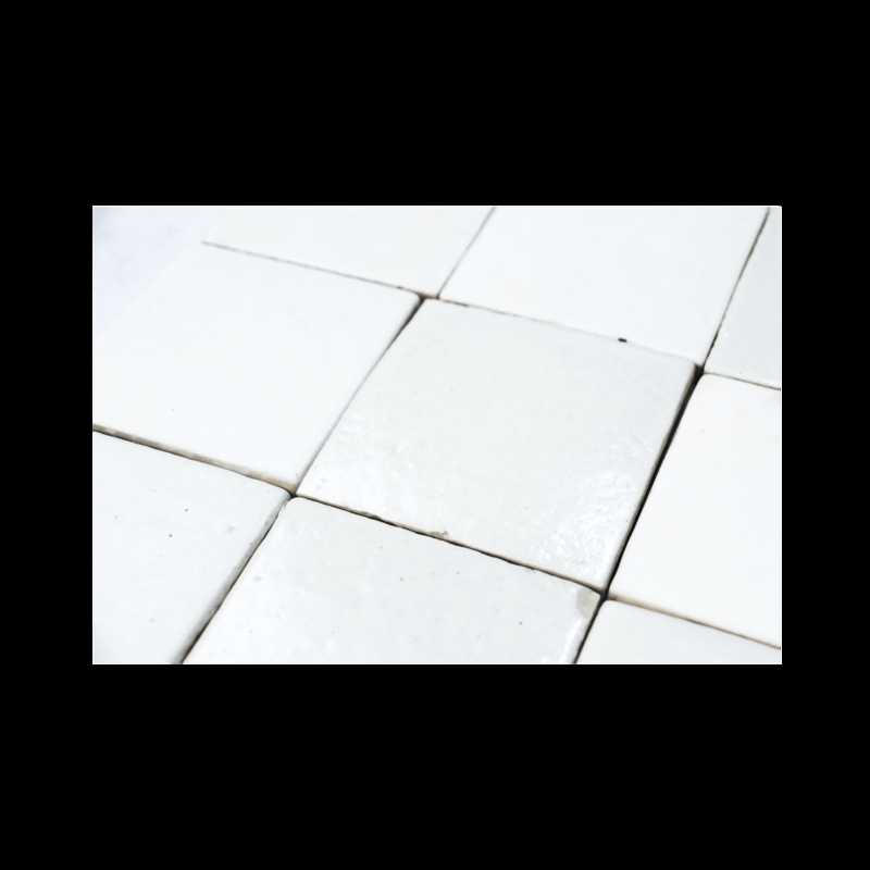 Chalk White Matte Tile Backsplash Irregular Edges Handcrafted Look