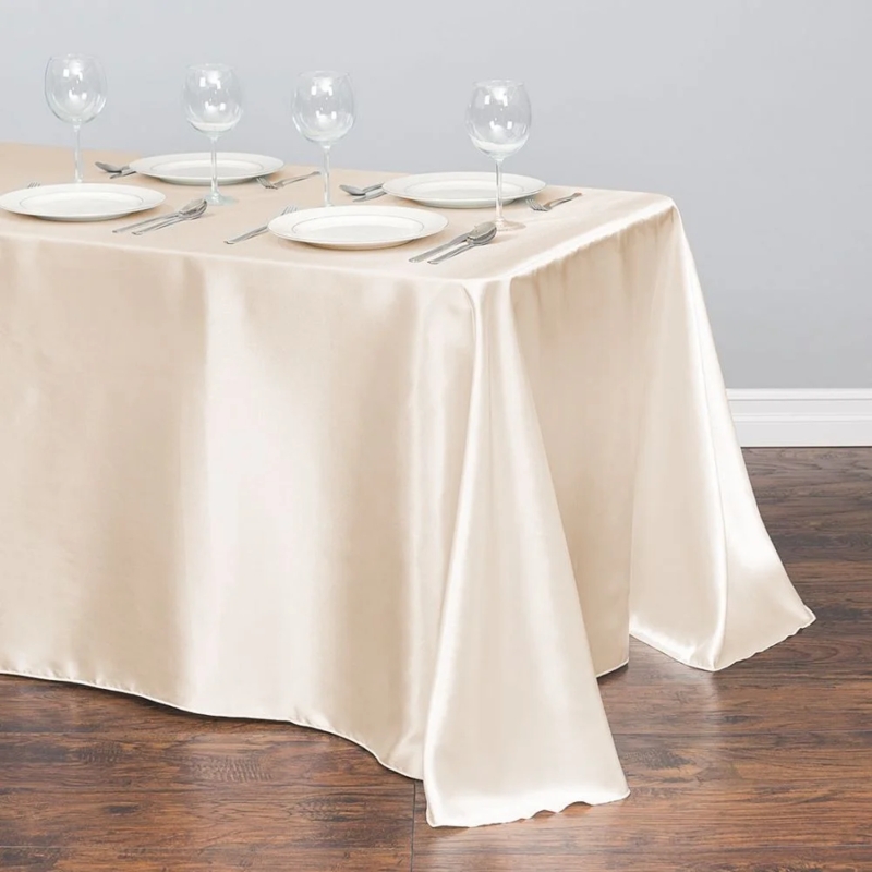 Champagne Satin Tablecloth, Glossy Sheen Formal Event