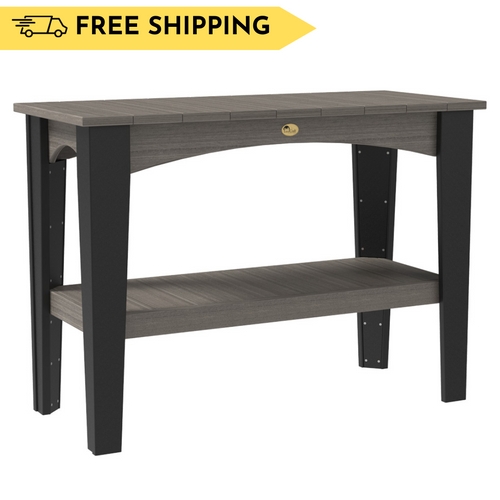 Charcoal and Black Buffet Table Slatted Top Arched Apron