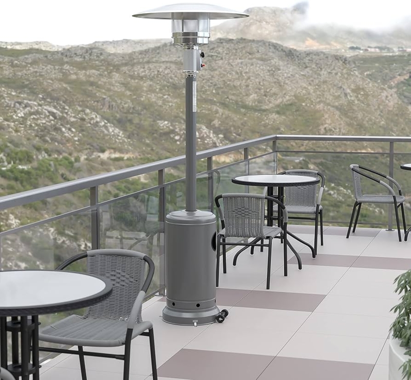 Charcoal Patio Heater with Wheels, Commercial Style Propane Heater.