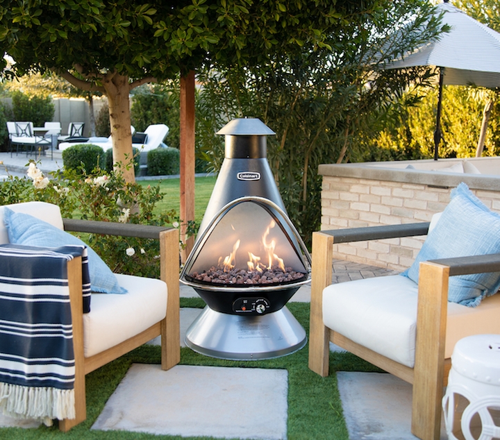 Chimenea Fire Pit Propane Conical Shape Matte Black Finish