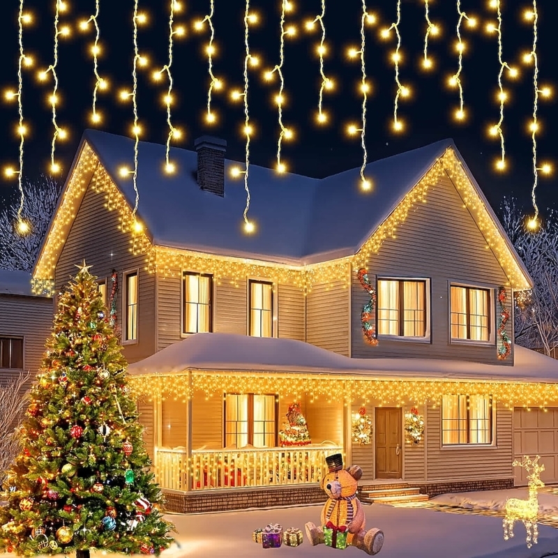 Christmas Lights Warm White Icicle Drop Dripping Pattern (68)