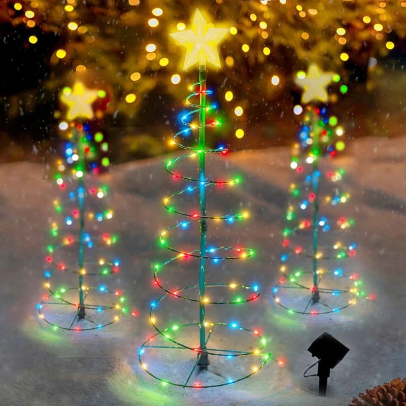 Christmas Tree Lights Spiral Shape Star Topper Whimsical