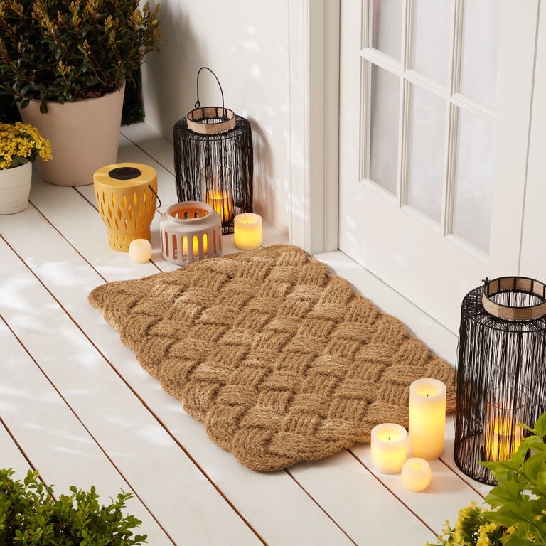 Chunky Braided Rope Doormat With Thick Pile And Natural Coir