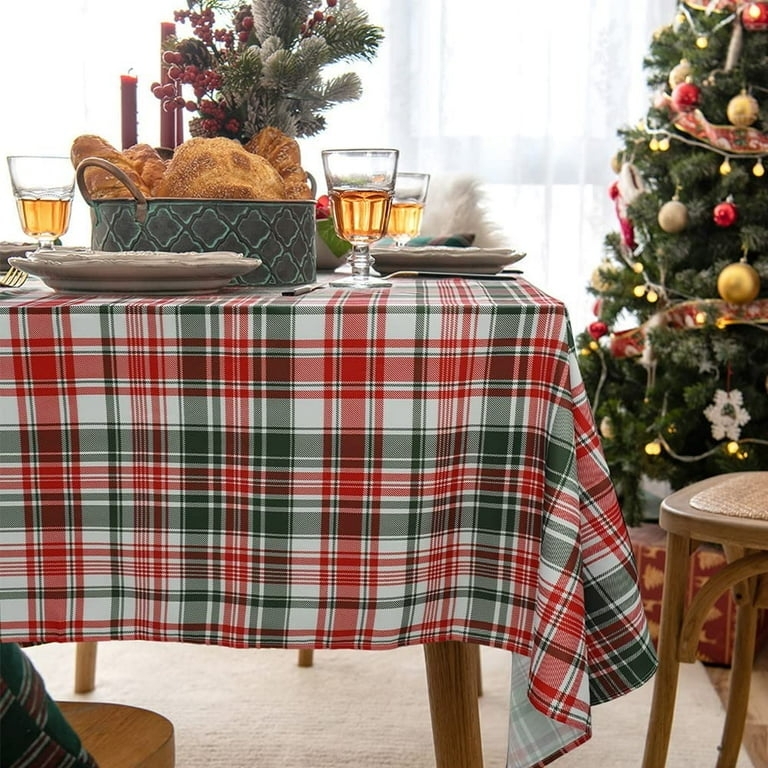 Classic Red and Green Plaid Tablecloth Tartan Check