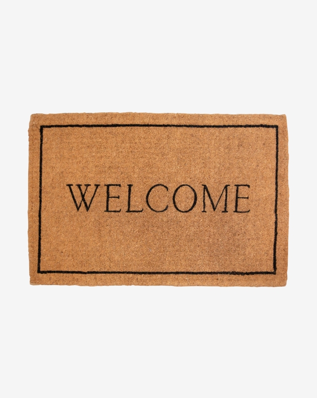 Classic Welcome Doormat Serif Typography Black Border Coir