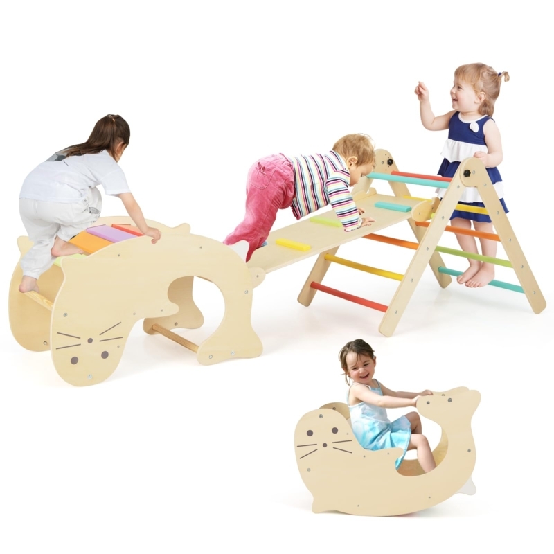 Climbing Gym with Seal Shaped Rocker, Rainbow Rungs & Modular System