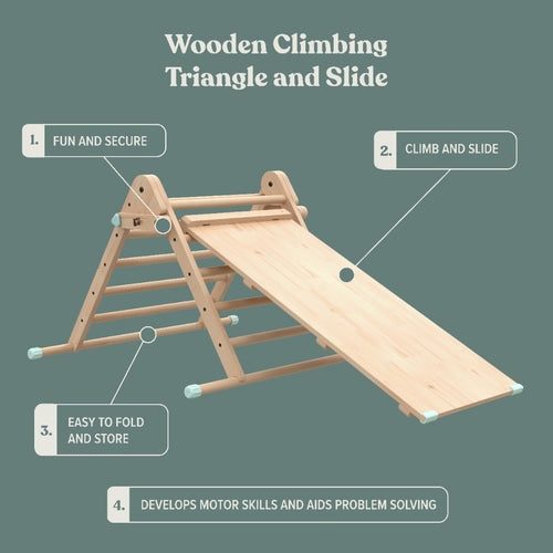 Climbing Triangle Mint Green Accents, Integrated Slide, Foldable Design