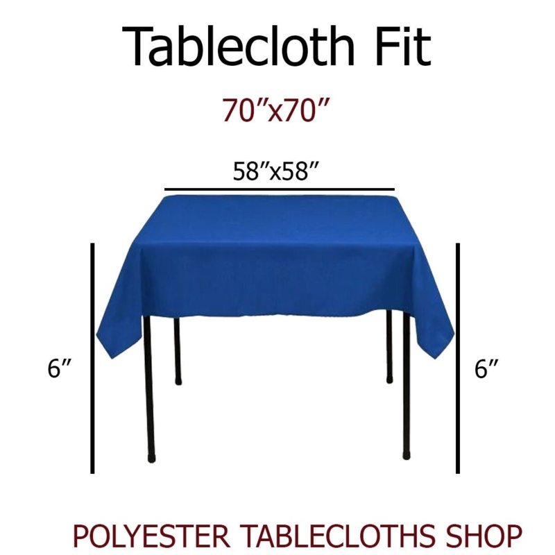 Cobalt Blue Square Tablecloth Polyester 6 Inch Drop Practical