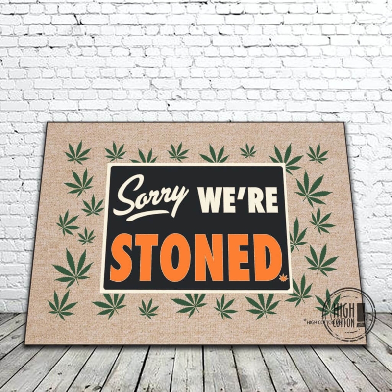 Coir Doormat Cannabis Leaf Motif & Retro Sign Style Idea