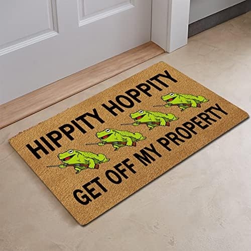 Coir Doormat Frog Illustration & Humorous Text Design Idea