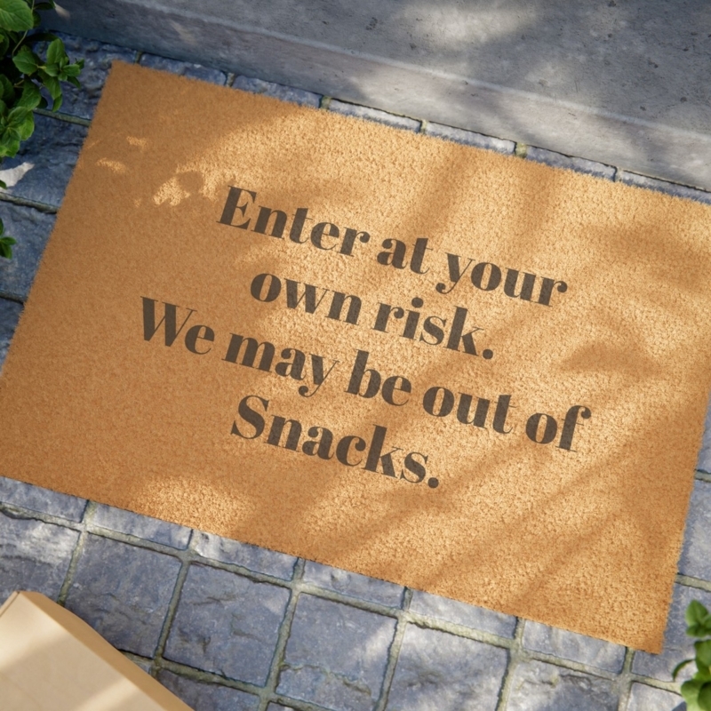 Coir Doormat Snack Themed Message & Natural Fibers Idea