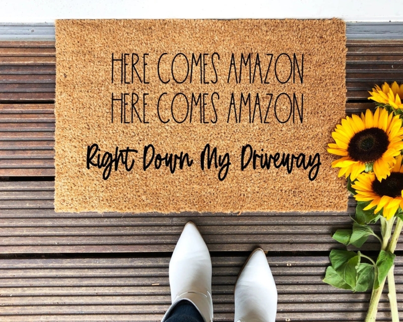 Coir Doormat Typography Mix & Funny Amazon Decor Idea