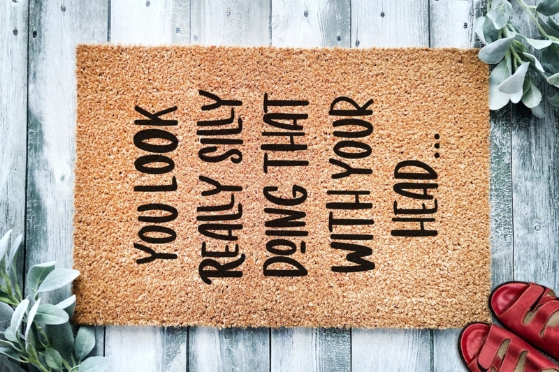 Coir Doormat with Vertical Typography & Witty Quote Idea