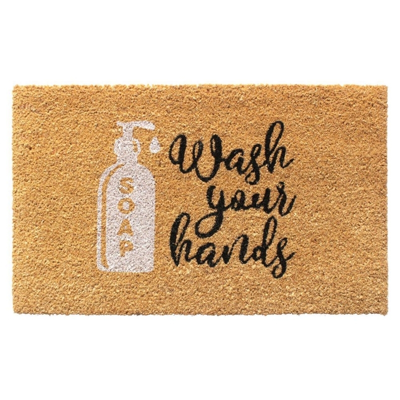 Coir Mat with Script Lettering and Soap Graphic