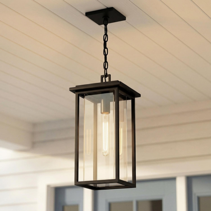 Colin Outdoor 17.5" Hanging Light, Black Indoor/Outdoor Pendant with 72" Chain Included LC005427