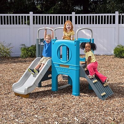 Compact Backyard Play Structure with Dual Activity Access