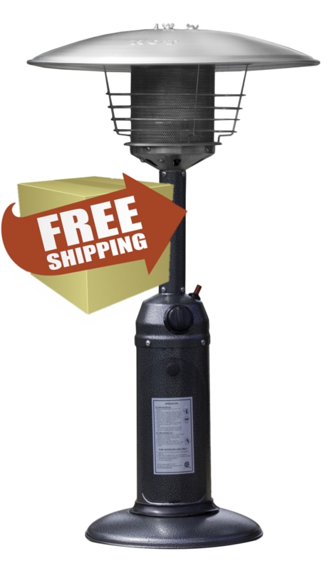 Compact Tabletop Patio Heater with Dome Reflector, Hammered Finish.