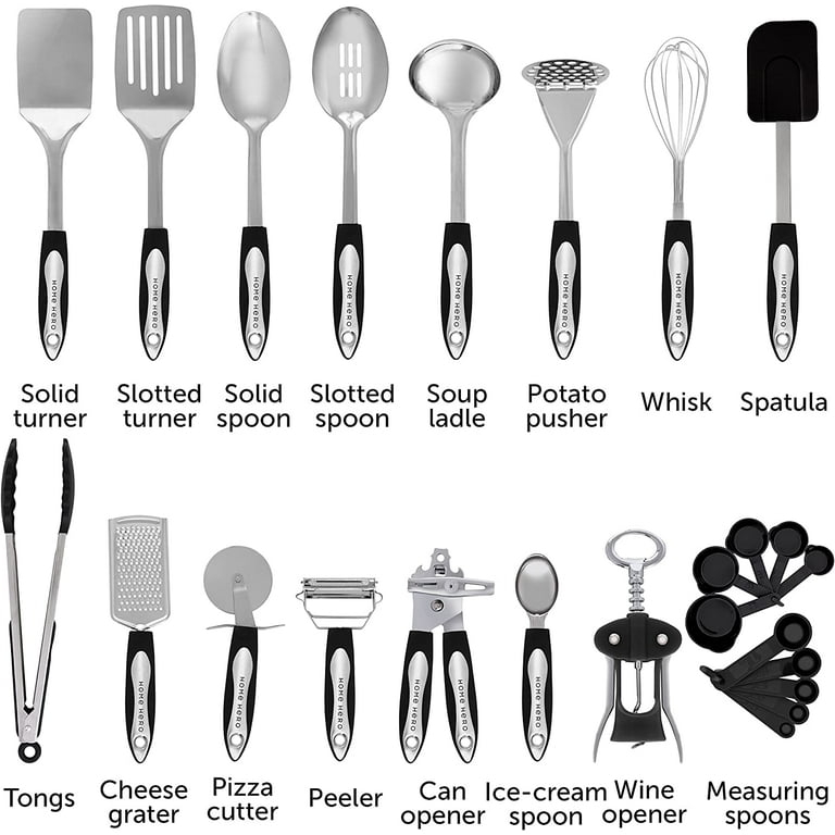 Comprehensive Kitchen Utensil Set, 41-Piece Black Handles