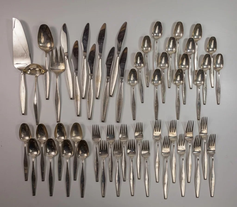 Comprehensive Sterling Silver Flatware Set Tapered Handles 52 Piece