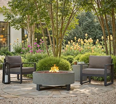 Concrete Fire Pit Round Grey Garden Patio Seating