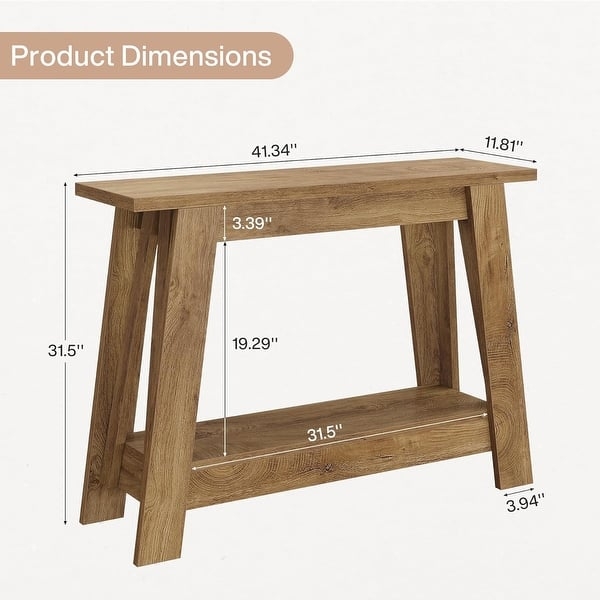 Console Table A Frame Legs Narrow Depth Lower Shelf Rustic Farmhouse
