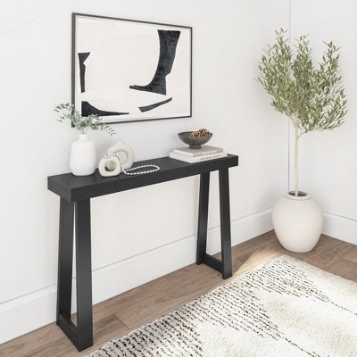 Console Table A-Frame Legs Slim Profile Minimalist Wood Toned