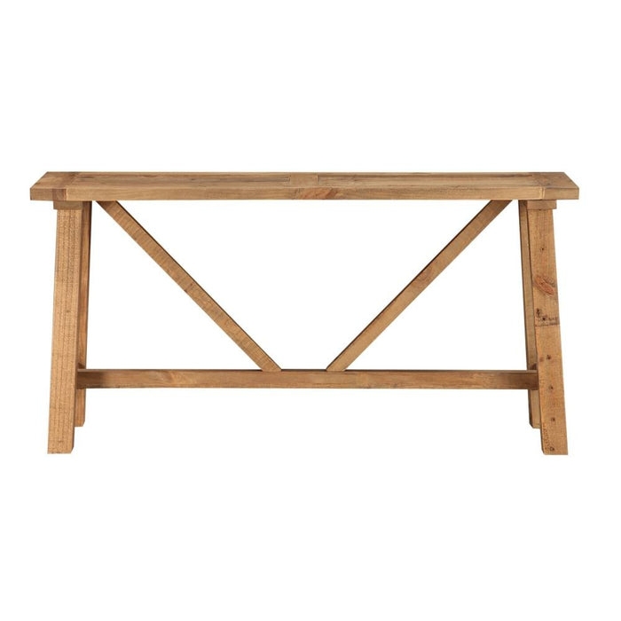 Console Table Angled Bracing Trestle Base Reclaimed Pine