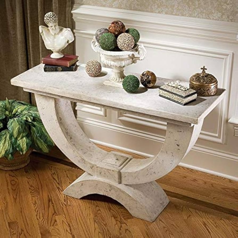Console Table Arched Base Stone Texture Neoclassical Foyer Design Ideas