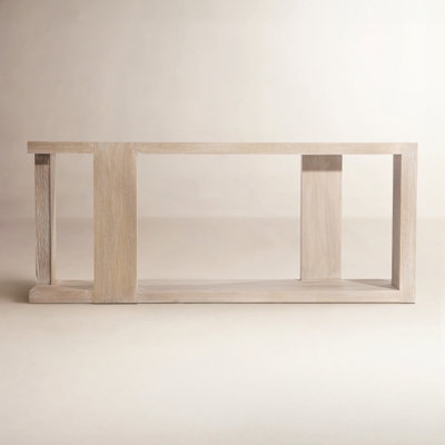 Console Table Asymmetric Legs Whitewashed Finish Chunky Block Frame Architectural