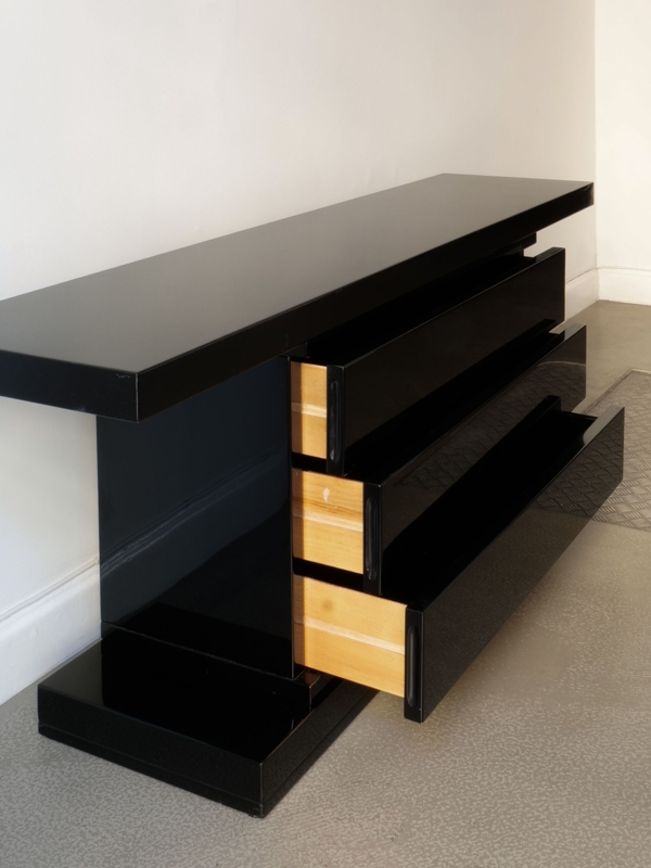 Console Table Black High Gloss Cantilevered Design Sleek Architectural