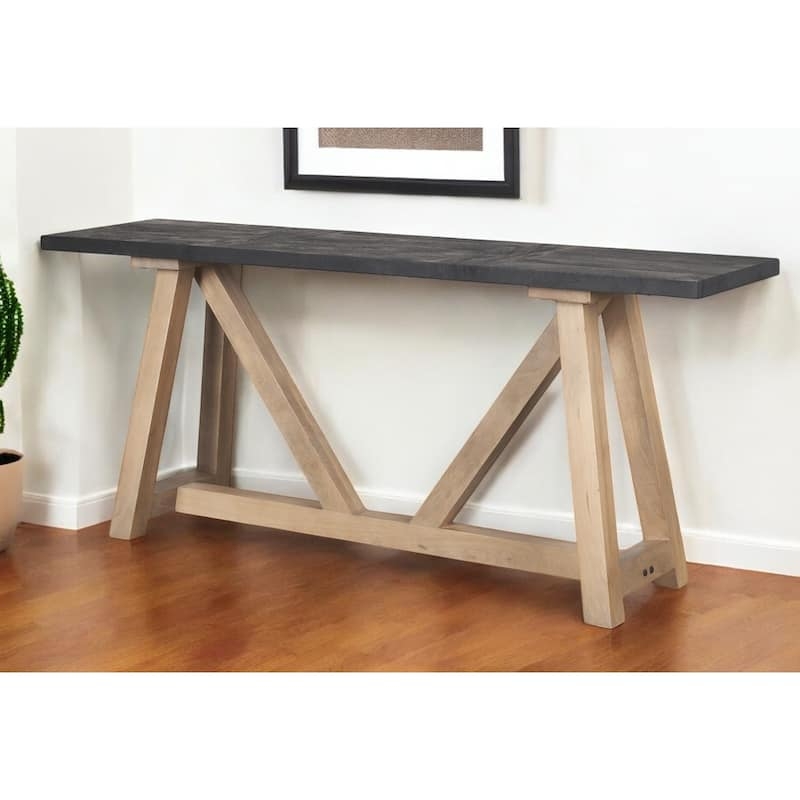 Console Table Black Top Trestle Base Extra Long Modern Farmhouse