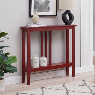 Console Table Bold Red Narrow For Small Spaces Minimalist