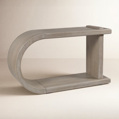 Console Table C Shaped Weathered Grey Finish Sculptural Hallway Accent