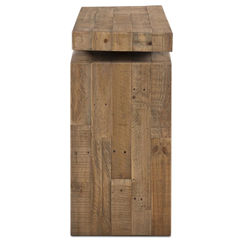 Console Table Cantilevered Top Plank Construction Grey Wood