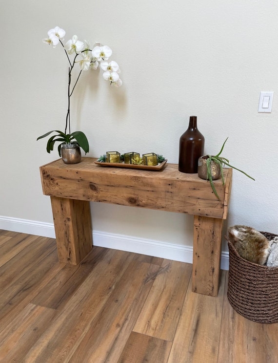 Console Table Chunky Beam Construction Weathered Wood Texture